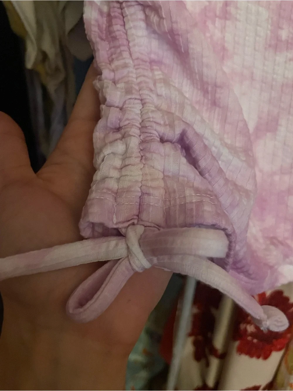 Justice Pink and White Tie-Dye Ribbed Square Neck Tank
